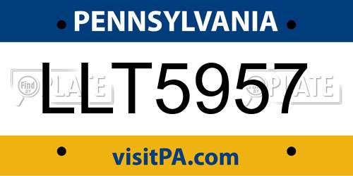 LLT5957 Pennsylvania License Plate