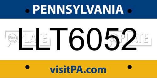 LLT6052 Pennsylvania License Plate