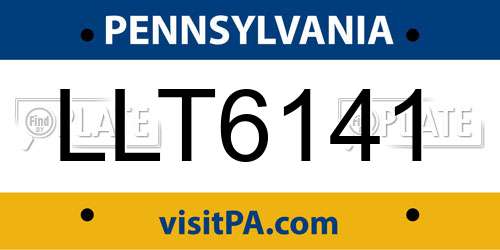 LLT6141 Pennsylvania License Plate