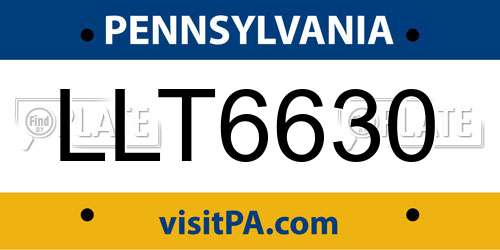 LLT6630 Pennsylvania License Plate