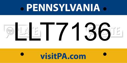 LLT7136 Pennsylvania License Plate