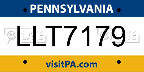 LLT7179 Pennsylvania License Plate
