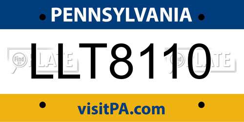 LLT8110 Pennsylvania License Plate
