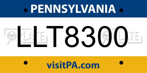 LLT8300 Pennsylvania License Plate