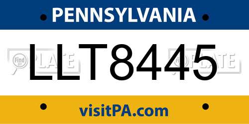 LLT8445 Pennsylvania License Plate