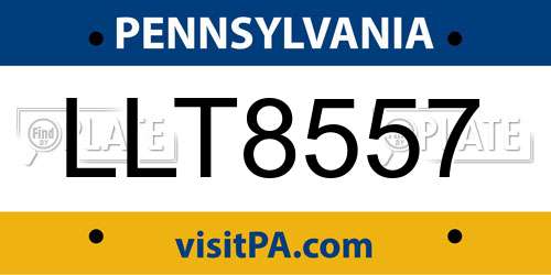 LLT8557 Pennsylvania License Plate