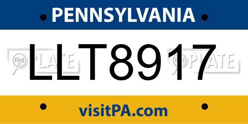 LLT8917 Pennsylvania License Plate