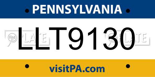 LLT9130 Pennsylvania License Plate