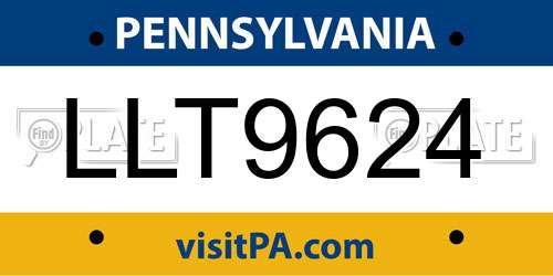 LLT9624 Pennsylvania License Plate