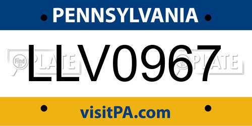 LLV0967 Pennsylvania License Plate