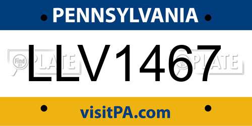 LLV1467 Pennsylvania License Plate