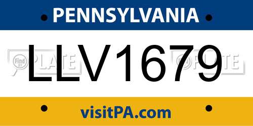 LLV1679 Pennsylvania License Plate