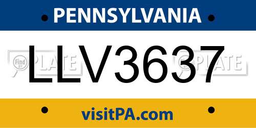 LLV3637 Pennsylvania License Plate