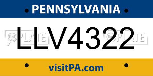 LLV4322 Pennsylvania License Plate