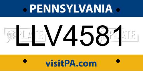 LLV4581 Pennsylvania License Plate