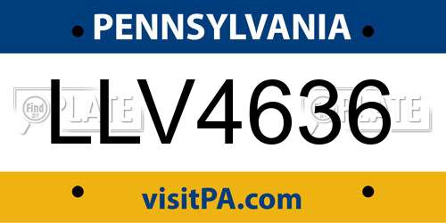 LLV4636 Pennsylvania License Plate