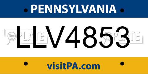 LLV4853 Pennsylvania License Plate