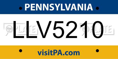 LLV5210 Pennsylvania License Plate
