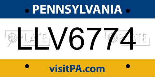 LLV6774 Pennsylvania License Plate