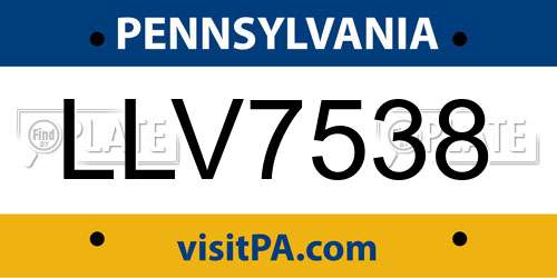 LLV7538 Pennsylvania License Plate
