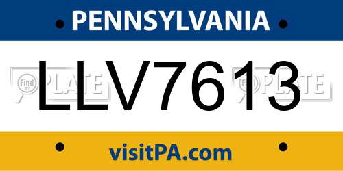 LLV7613 Pennsylvania License Plate