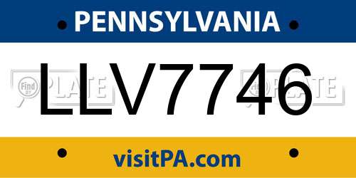LLV7746 Pennsylvania License Plate