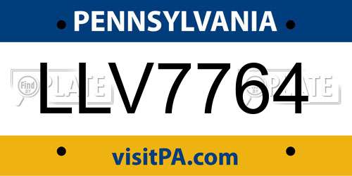 LLV7764 Pennsylvania License Plate