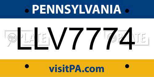 LLV7774 Pennsylvania License Plate
