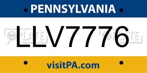 LLV7776 Pennsylvania License Plate
