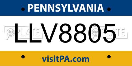 LLV8805 Pennsylvania License Plate