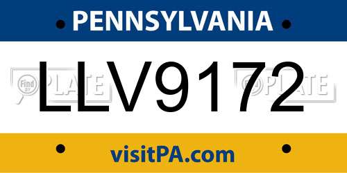LLV9172 Pennsylvania License Plate