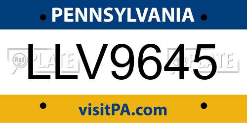 LLV9645 Pennsylvania License Plate
