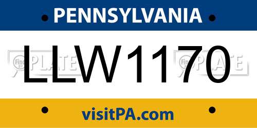LLW1170 Pennsylvania License Plate