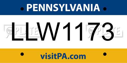 LLW1173 Pennsylvania License Plate
