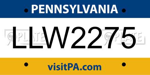 LLW2275 Pennsylvania License Plate