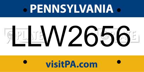 LLW2656 Pennsylvania License Plate