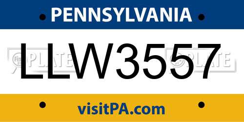 LLW3557 Pennsylvania License Plate