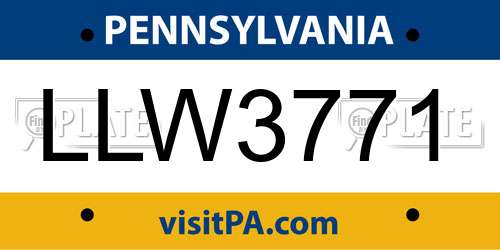 LLW3771 Pennsylvania License Plate
