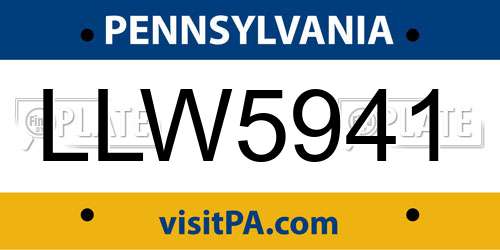 LLW5941 Pennsylvania License Plate