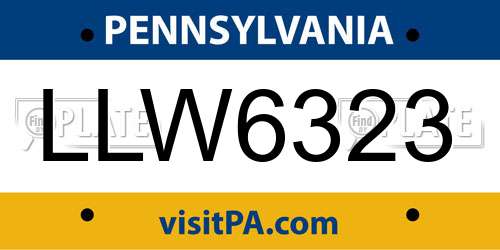 LLW6323 Pennsylvania License Plate