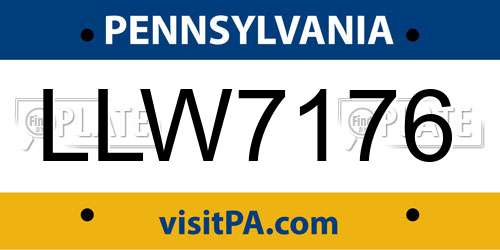 LLW7176 Pennsylvania License Plate