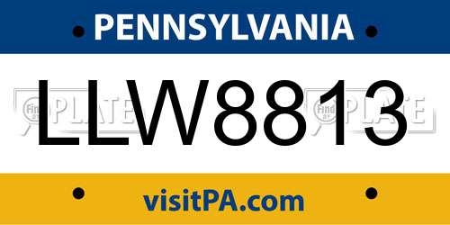 LLW8813 Pennsylvania License Plate