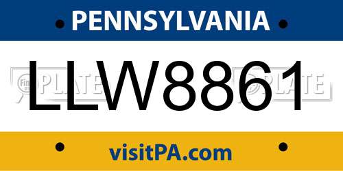 LLW8861 Pennsylvania License Plate