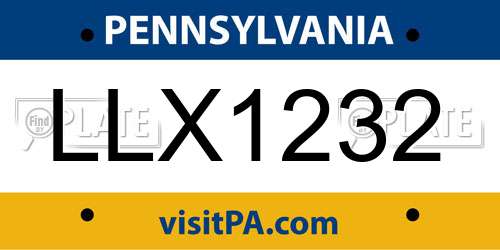 LLX1232 Pennsylvania License Plate