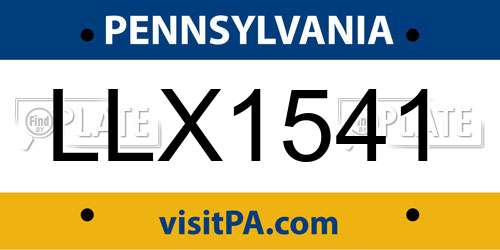 LLX1541 Pennsylvania License Plate