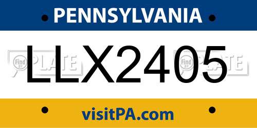 LLX2405 Pennsylvania License Plate