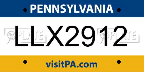 LLX2912 Pennsylvania License Plate