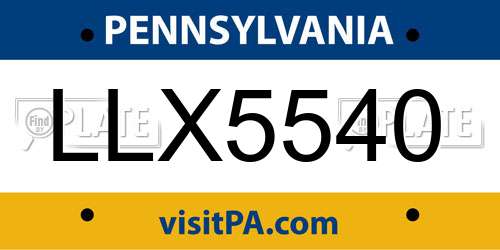 LLX5540 Pennsylvania License Plate