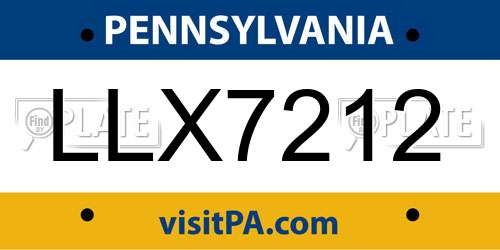 LLX7212 Pennsylvania License Plate