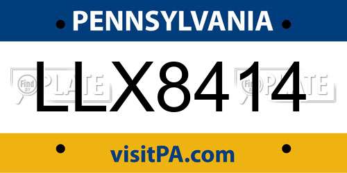 LLX8414 Pennsylvania License Plate